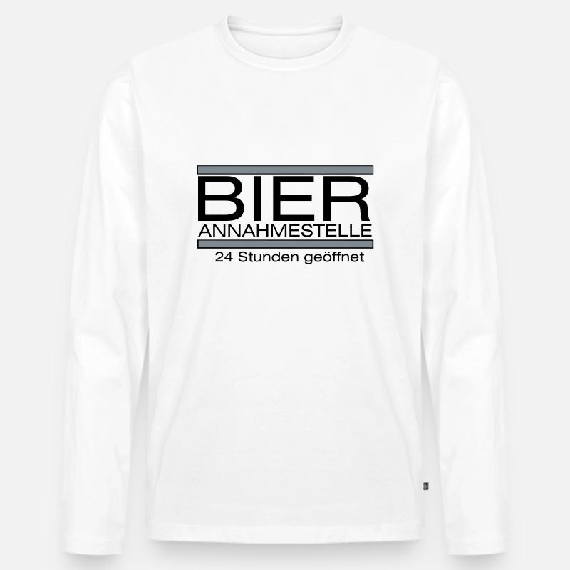 Bier-Annahmestelle - Männer Premium Bio Langarmshirt - Weiß