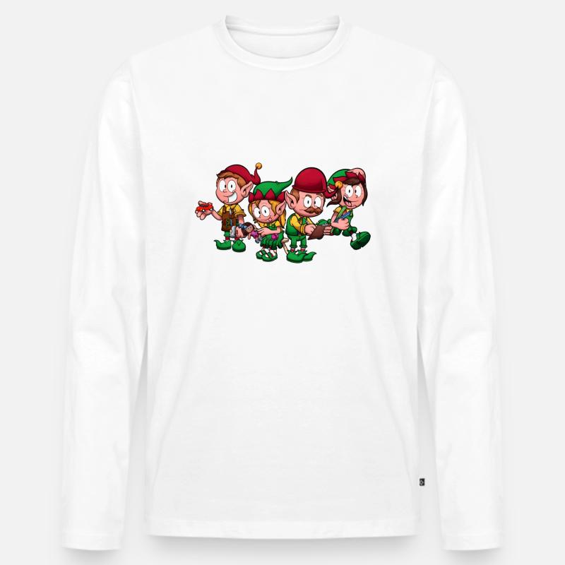 Weihnachtsarbeiter-Elfen - Männer Premium Bio Langarmshirt - Weiß