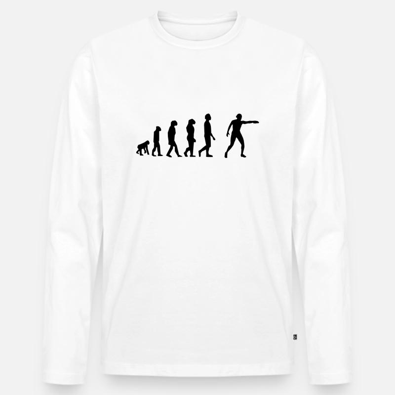 Diskuswurf-Evolution - Männer Premium Bio Langarmshirt - Weiß