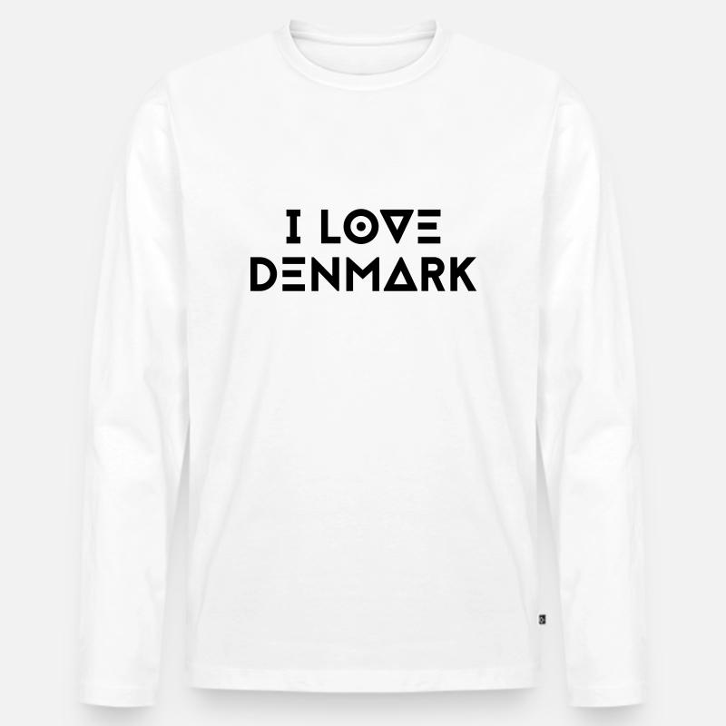 I LOVE DENMARK - Männer Premium Bio Langarmshirt - Weiß