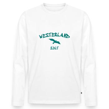 Westerland - Sylt - Mer du Nord - Ancre - Mouette - Île - T-shirt manches longues Premium bio Homme - blanc - Devant - Nico (187cm)