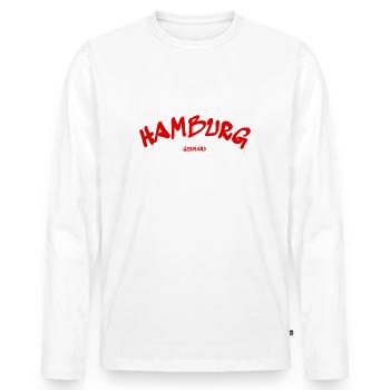 Hambourg - Ville hanséatique - Allemagne - Allemagne - T-shirt manches longues Premium bio Homme - blanc - Devant - Nico (187cm)