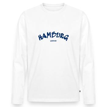 Hambourg - Ville hanséatique - Allemagne - Allemagne - T-shirt manches longues Premium bio Homme - blanc - Devant - Nico (187cm)