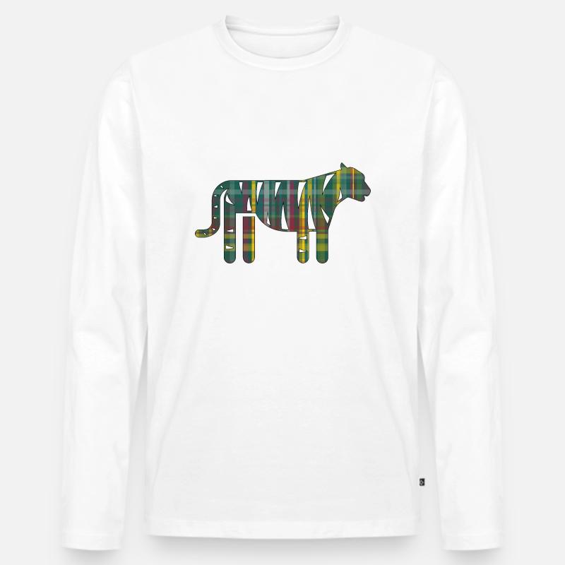 Tiger - Männer Premium Bio Langarmshirt - Weiß