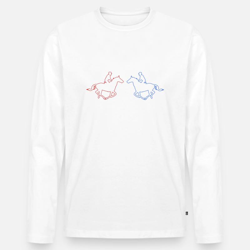 reiter 2 - Männer Premium Bio Langarmshirt - Weiß