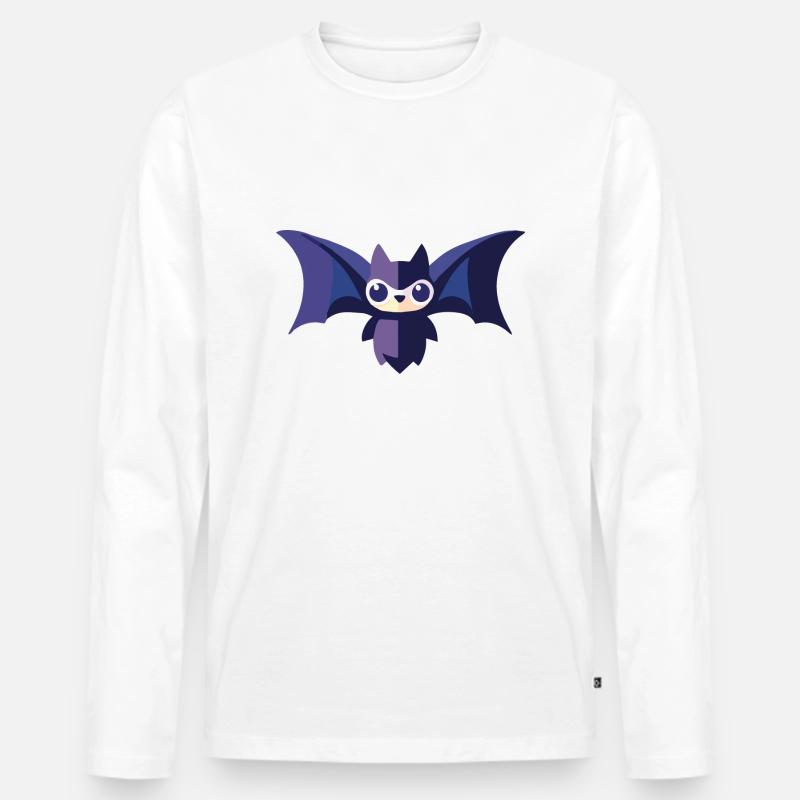 Fledermaus mit Gesicht - Männer Premium Bio Langarmshirt - Weiß