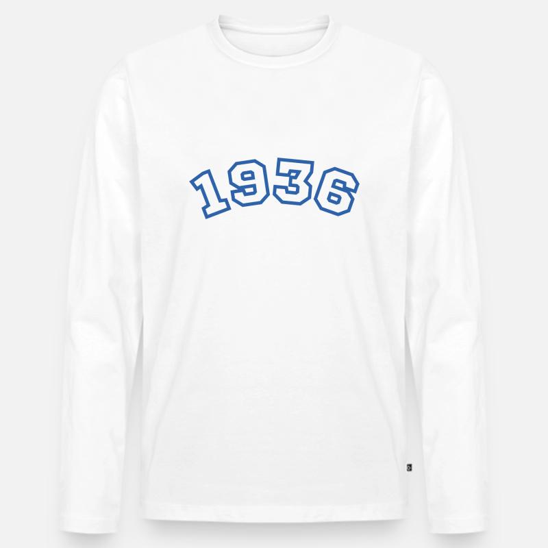 1936 Sport Blau - Männer Premium Bio Langarmshirt - Weiß