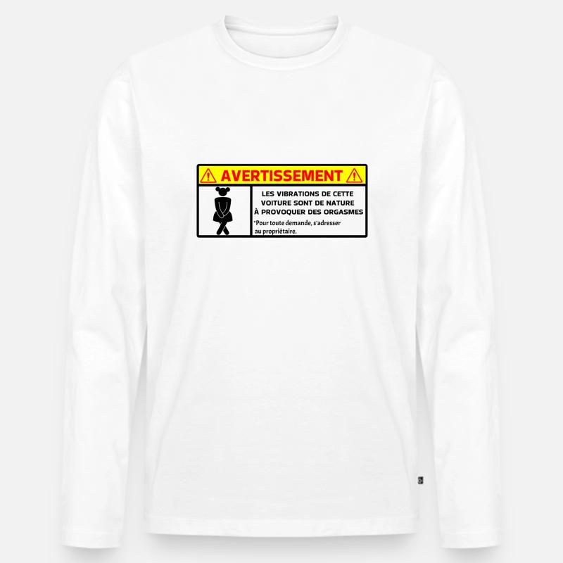 Warnung - Männer Premium Bio Langarmshirt - Weiß