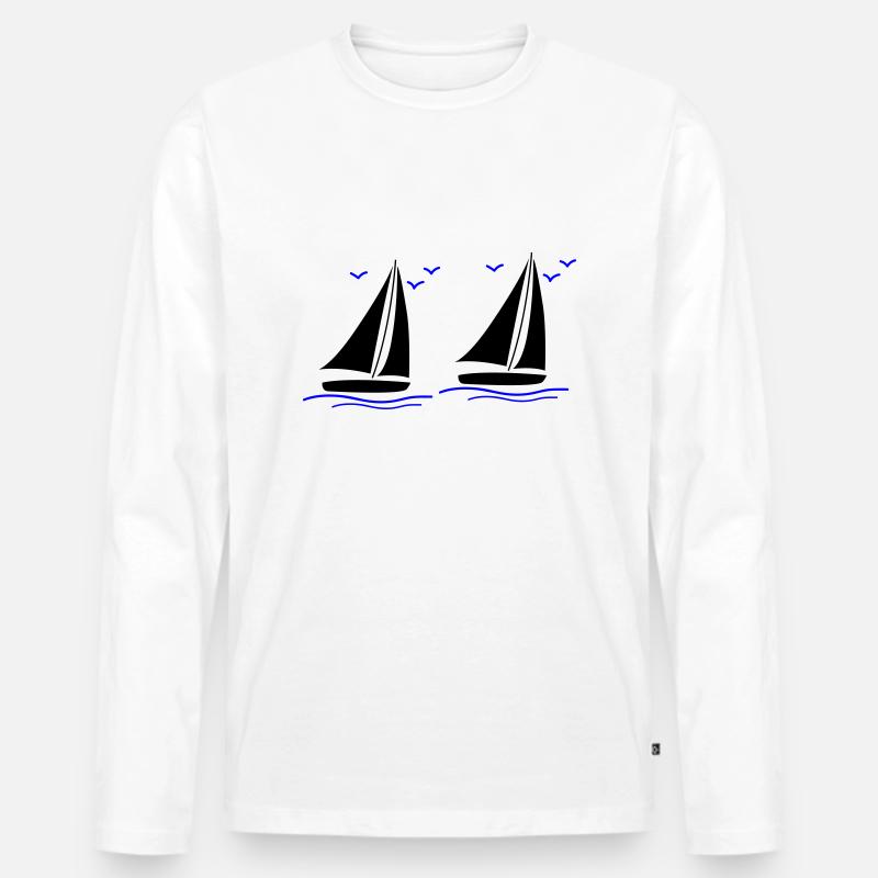 segelboote 02 - Männer Premium Bio Langarmshirt - Weiß