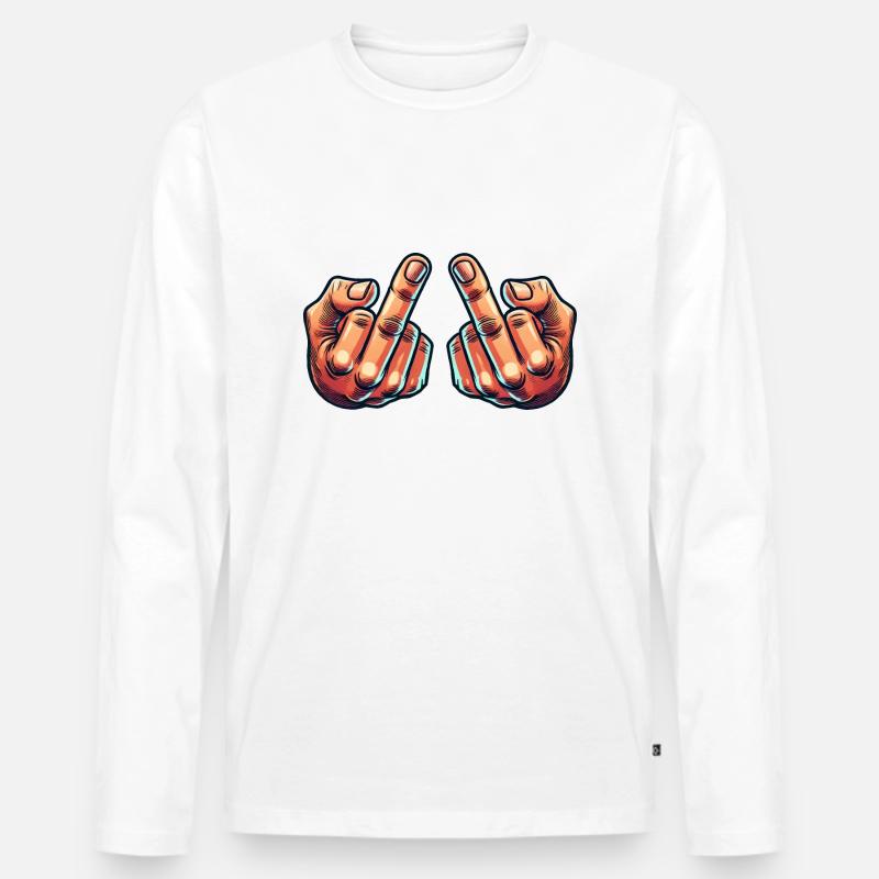 Dito medio 2 - Maglia a manica lunga ecologica premium da uomo - bianco