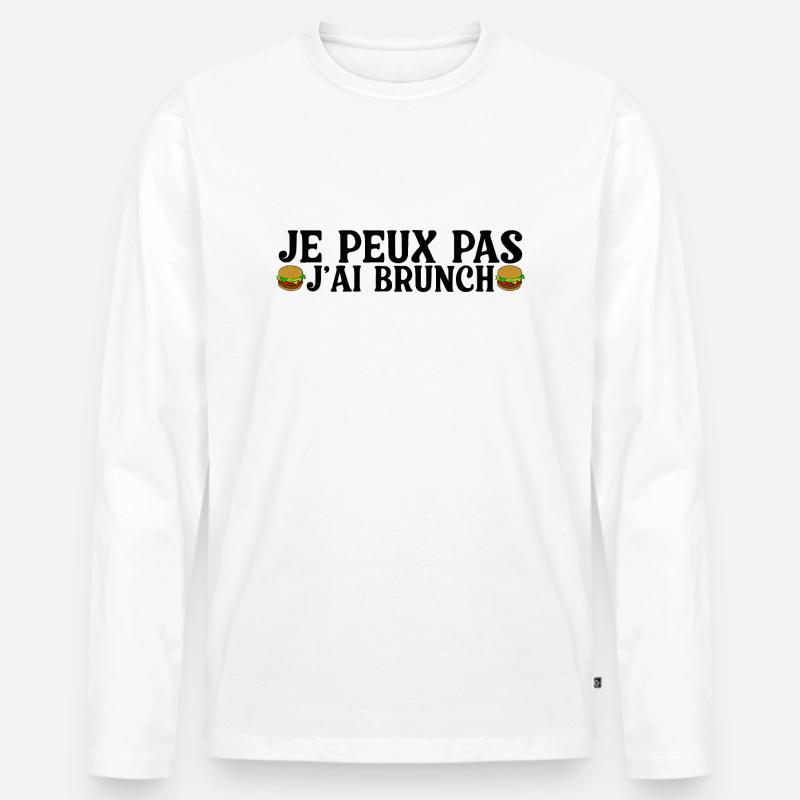 Ich kann nicht brunchen - Männer Premium Bio Langarmshirt - Weiß