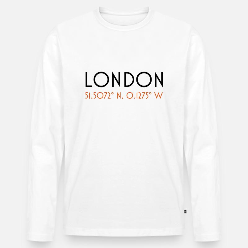 london coordinates - Männer Premium Bio Langarmshirt - Weiß