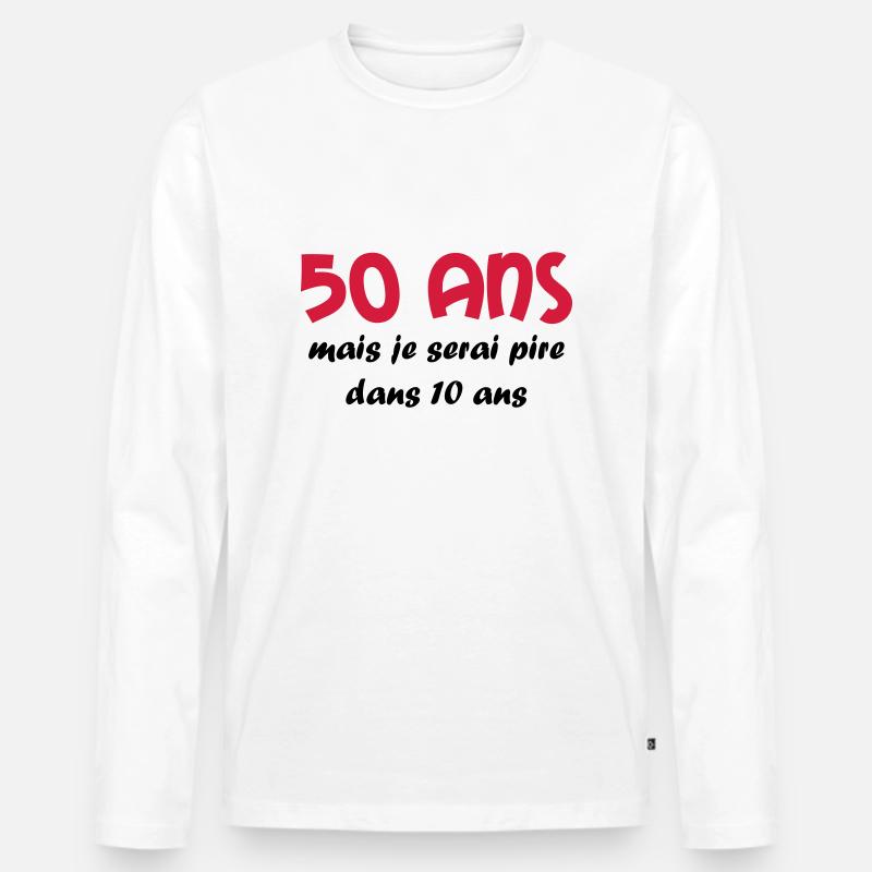 50 ans - Männer Premium Bio Langarmshirt - Weiß