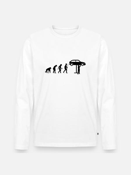 Car Mechanic Evolution - Männer Premium Bio Langarmshirt - Weiß