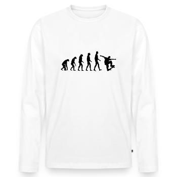 Skater Evolution - Skateboard - Skating - Geschenk - Männer Premium Bio Langarmshirt - Weiß - Vorne - Nico (187cm)