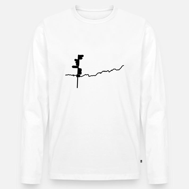 wegweiser mit berglinie - Männer Premium Bio Langarmshirt - Weiß