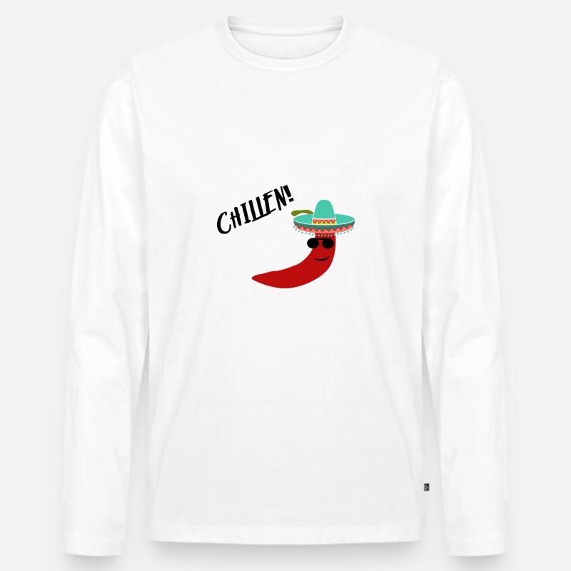 Chilli Chillen - Männer Premium Bio Langarmshirt - Weiß