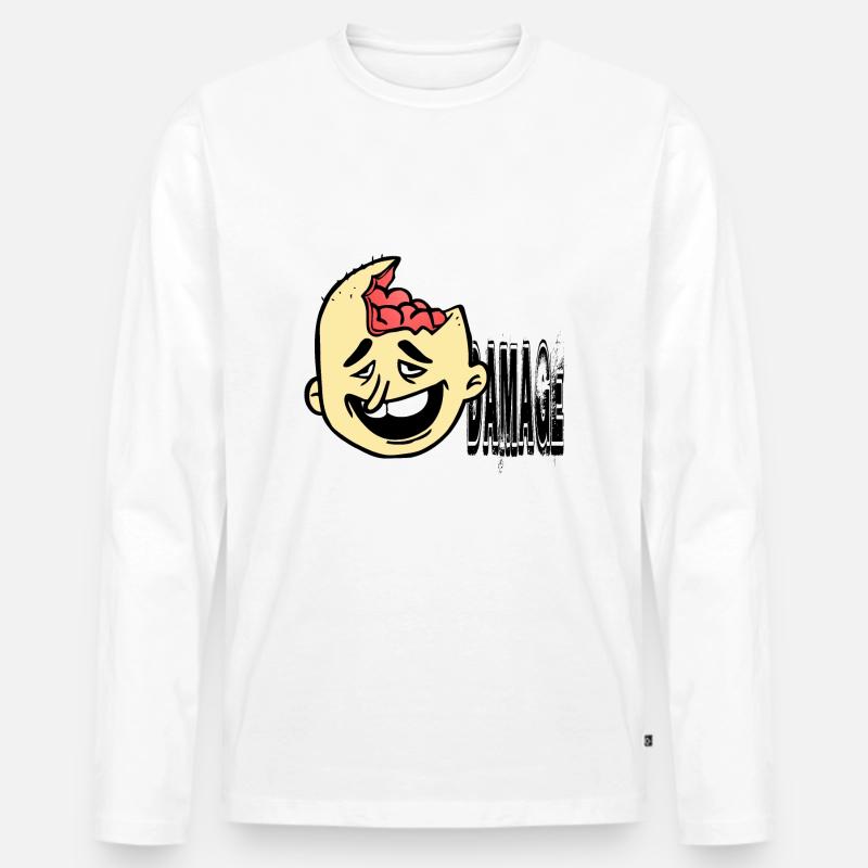 Dumm behindert Idiot - Männer Premium Bio Langarmshirt - Weiß