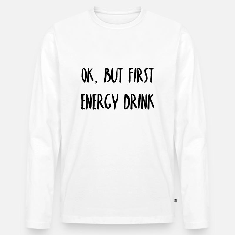 First, Energy Drink - Männer Premium Bio Langarmshirt - Weiß