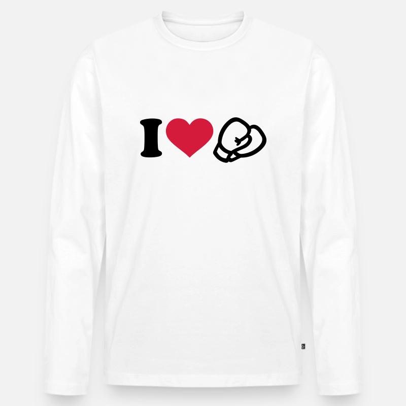 I love Boxen - Männer Premium Bio Langarmshirt - Weiß