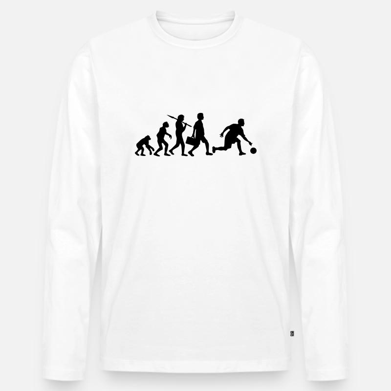 Evolution Of Bowling - Männer Premium Bio Langarmshirt - Weiß