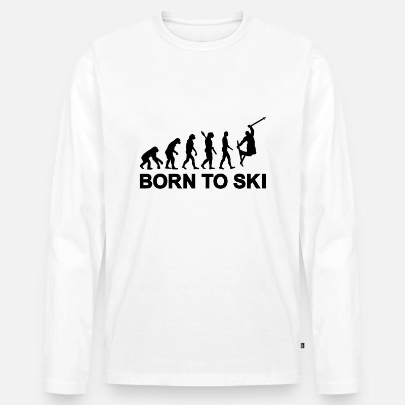 Evolution Ski - Männer Premium Bio Langarmshirt - Weiß
