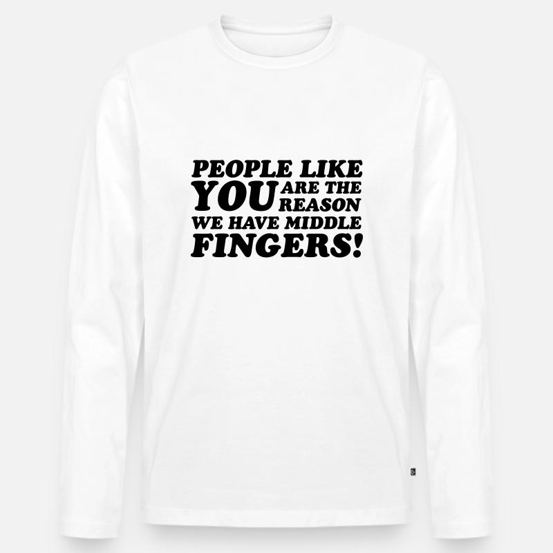 Middle Fingers - Männer Premium Bio Langarmshirt - Weiß