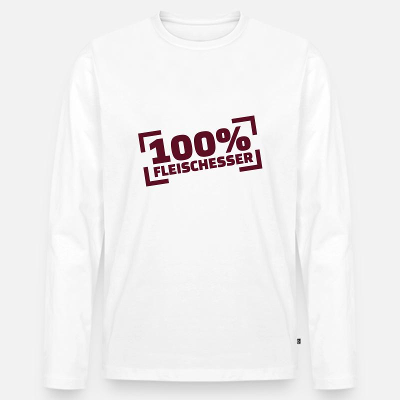 Fleisch - Männer Premium Bio Langarmshirt - Weiß