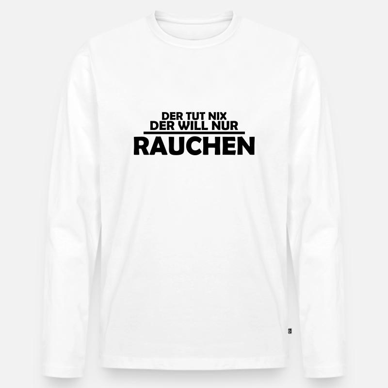 rauchen - Männer Premium Bio Langarmshirt - Weiß