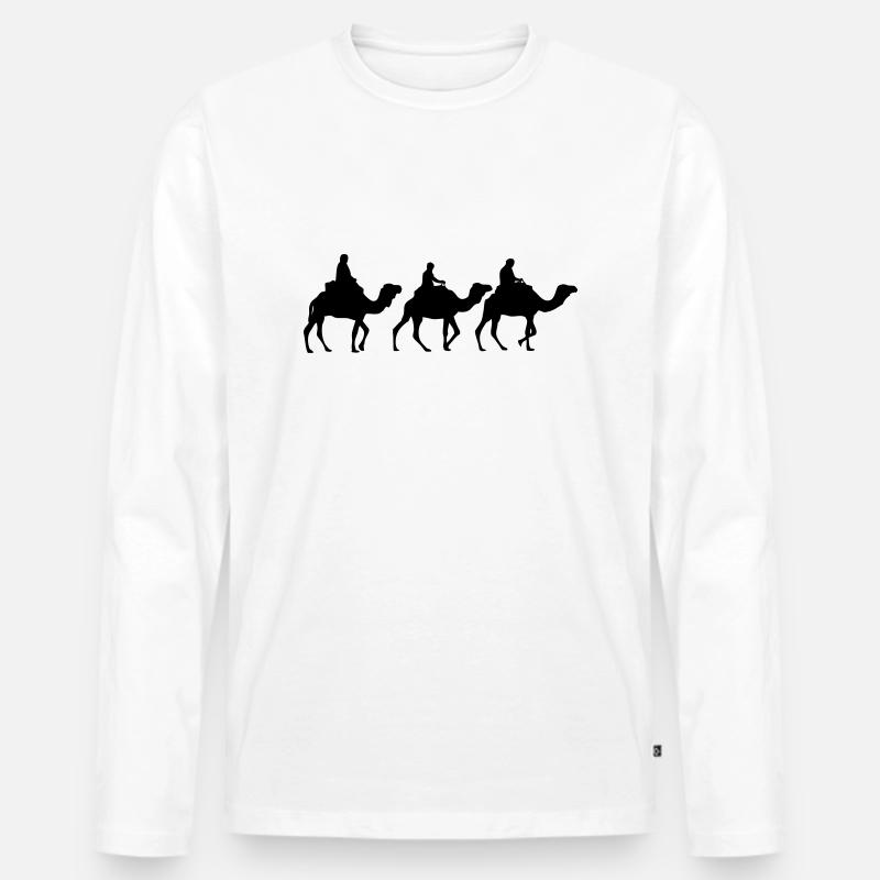 Camel - Dromedar - Kamel - Karawane - Männer Premium Bio Langarmshirt - Weiß