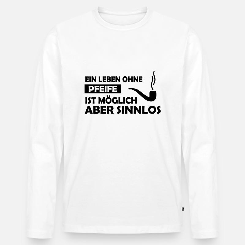ein leben ohne pfeife - Männer Premium Bio Langarmshirt - Weiß