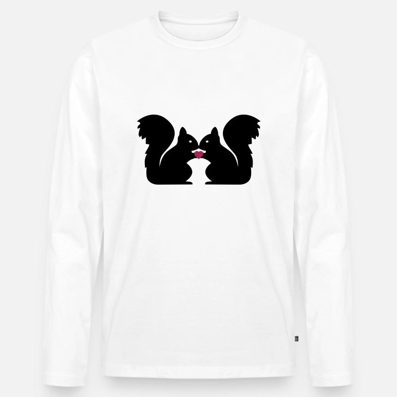 Eichhörnchen Herz Liebe - Männer Premium Bio Langarmshirt - Weiß