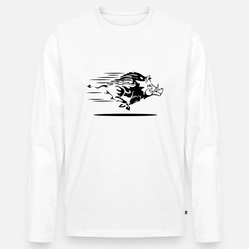 wildschwein - Männer Premium Bio Langarmshirt - Weiß