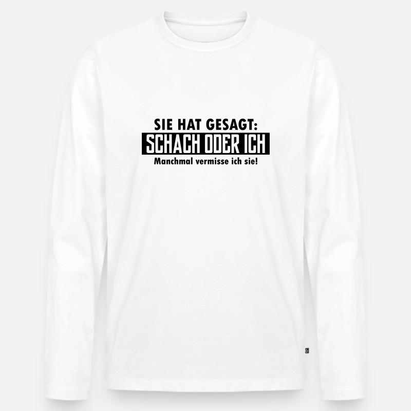 schach oder ich - Männer Premium Bio Langarmshirt - Weiß