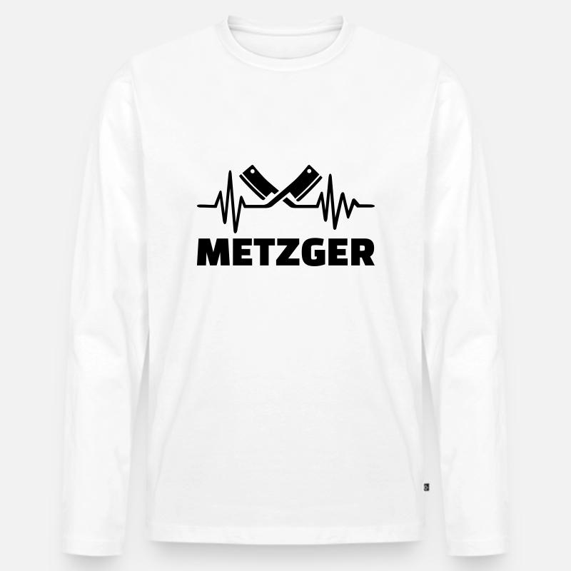 Metzger - Männer Premium Bio Langarmshirt - Weiß