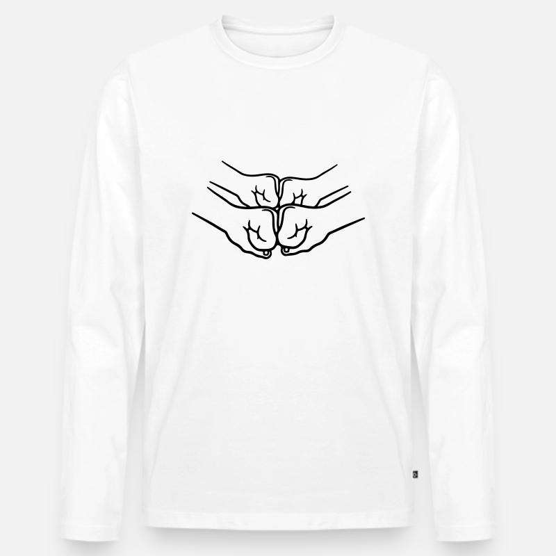 Faustschlag 4 Haende - Männer Premium Bio Langarmshirt - Weiß