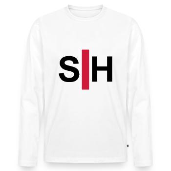 Deaf, hard of hearing, deafness, hearing loss sign - Men's Premium Organic Long Sleeve Shirt - white - Front - Nico (187cm)