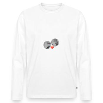 Je m'en bats les boules ! humour pétanque cadeau - T-shirt manches longues Premium bio Homme - blanc - Devant - Nico (187cm)