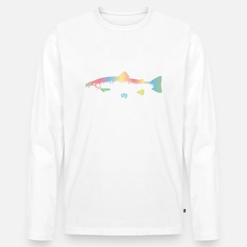 Regenbogenforelle - Männer Premium Bio Langarmshirt - Weiß