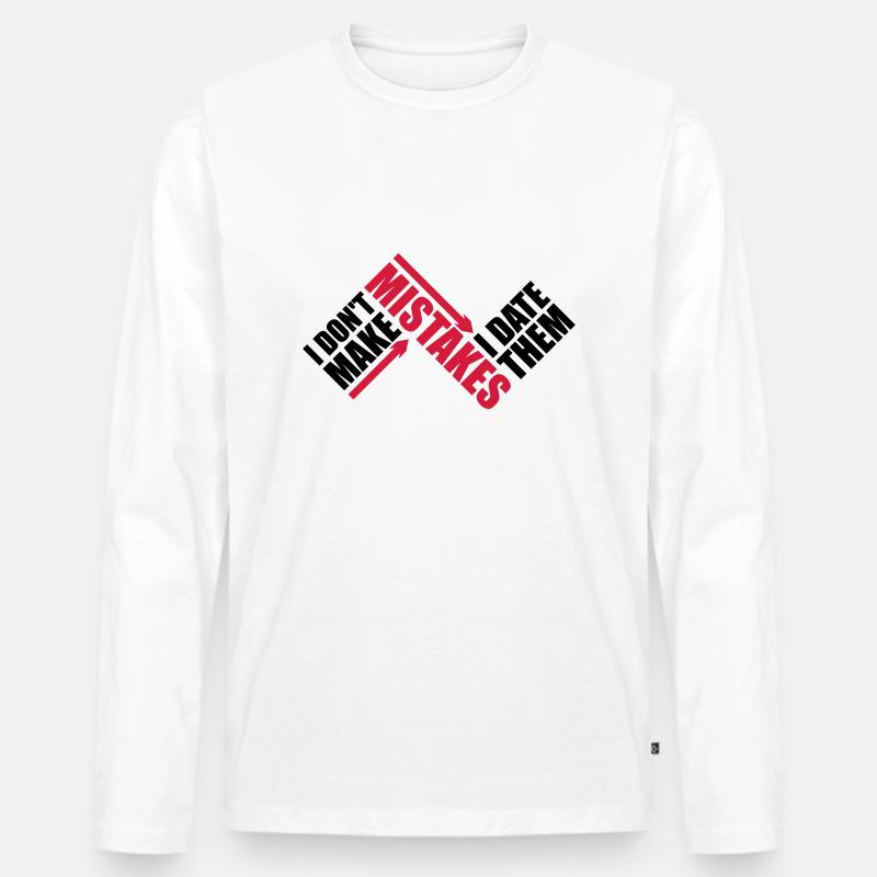 Date Mistakes Zitat Logo - Männer Premium Bio Langarmshirt - Weiß