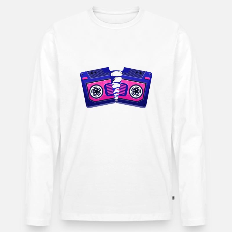 kaputte Kassette - Männer Premium Bio Langarmshirt - Weiß