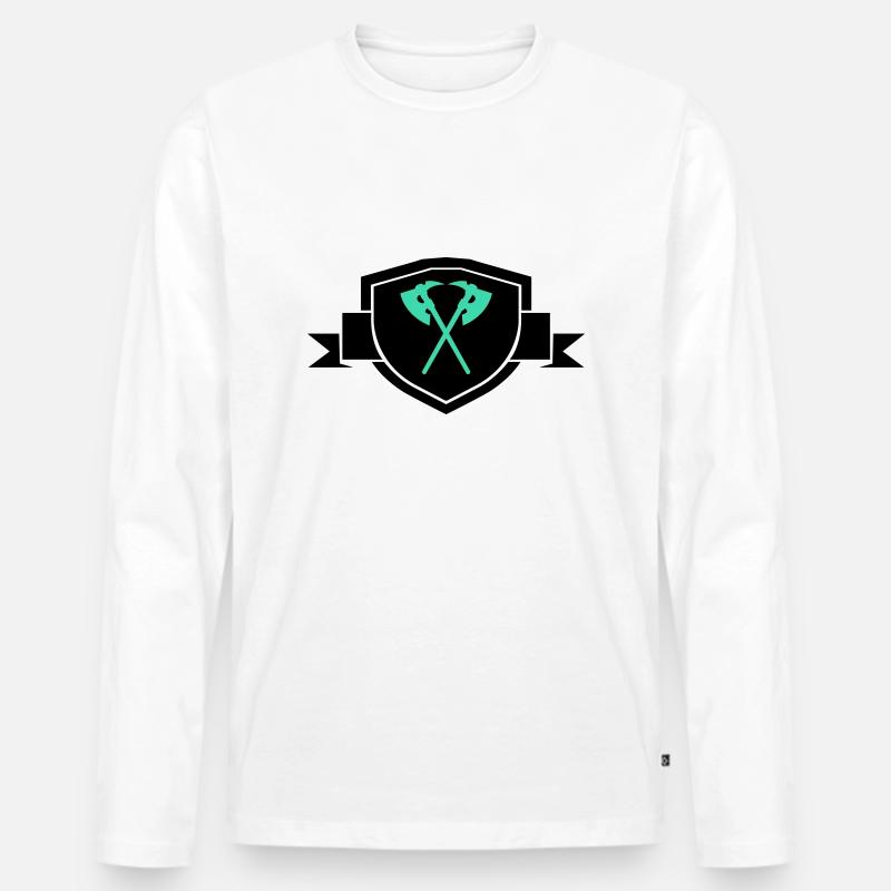 Äxte Wappen - Männer Premium Bio Langarmshirt - Weiß