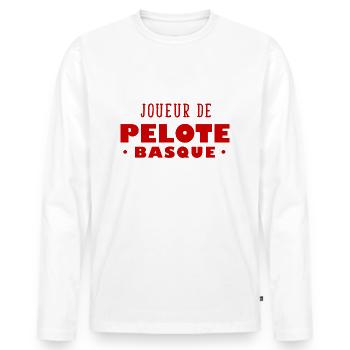 Pelote basque sport euskadi - T-shirt manches longues Premium bio Homme - blanc - Devant - Nico (187cm)