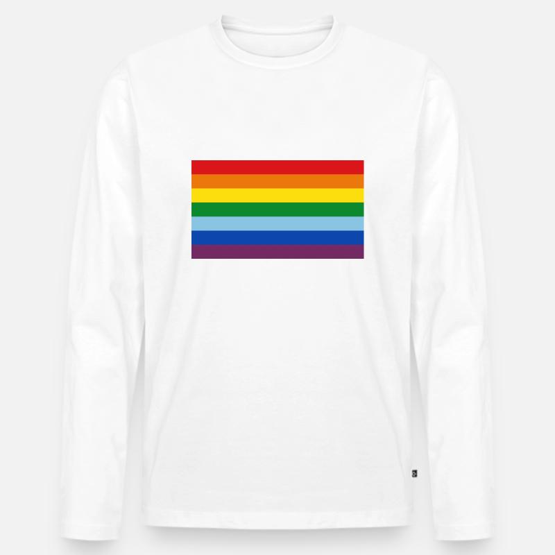 regenbogen - Männer Premium Bio Langarmshirt - Weiß