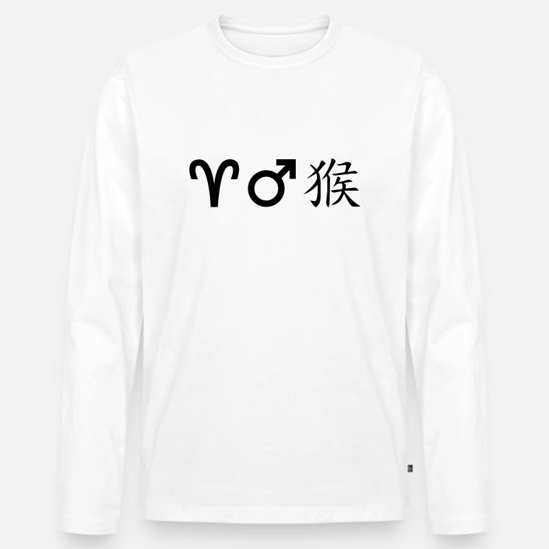 widder mars affe - Männer Premium Bio Langarmshirt - Weiß