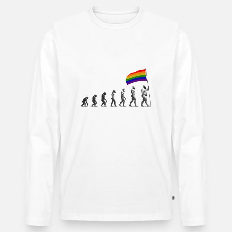 LGBTQIA + Pride Evolution - Männer Premium Bio Langarmshirt - Weiß