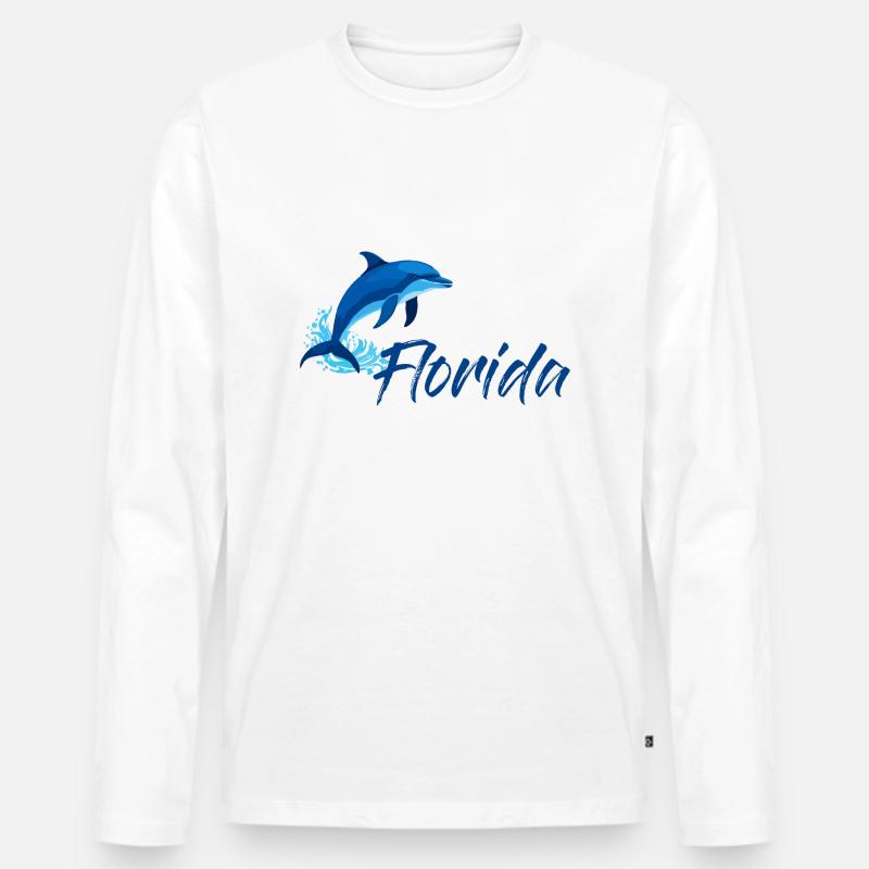Delfin Florida Urlaub - Männer Premium Bio Langarmshirt - Weiß