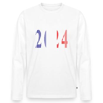 2024 Blue White Red - Men's Premium Organic Long Sleeve Shirt - white - Front - Nico (187cm)