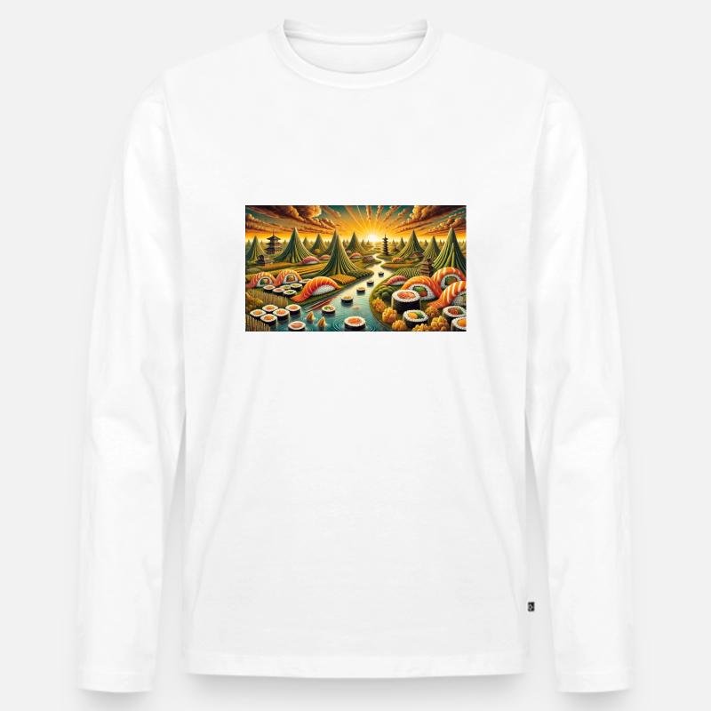 Sushi - Männer Premium Bio Langarmshirt - Weiß