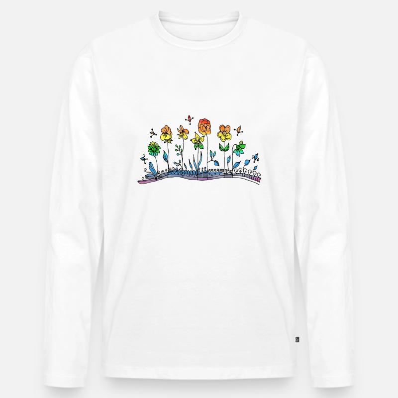 Blumen - Männer Premium Bio Langarmshirt - Weiß
